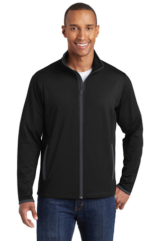 Sport-Tek Sport-Wick Stretch Contrast Full-Zip Jacket (Black/ Charcoal Grey)