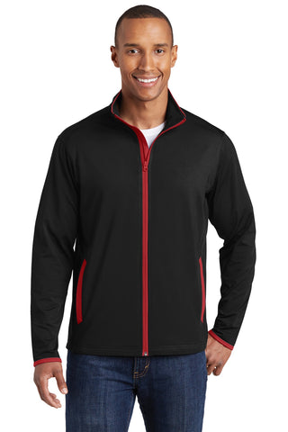 Sport-Tek Sport-Wick Stretch Contrast Full-Zip Jacket (Black/ True Red)