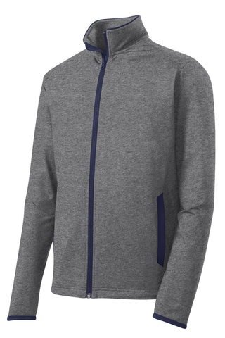 Sport-Tek Sport-Wick Stretch Contrast Full-Zip Jacket (Charcoal Grey Heather/ True Navy)