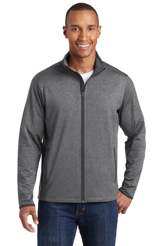 Sport-Tek Sport-Wick Stretch Contrast Full-Zip Jacket (Charcoal Grey Heather/ Charcoal Grey)