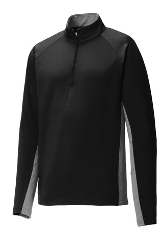 Sport-Tek Sport-Wick Stretch Contrast 1/4-Zip Pullover (Black/ Charcoal Grey Heather)