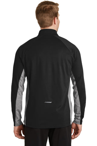 Sport-Tek Sport-Wick Stretch Contrast 1/4-Zip Pullover (Black/ Charcoal Grey Heather)