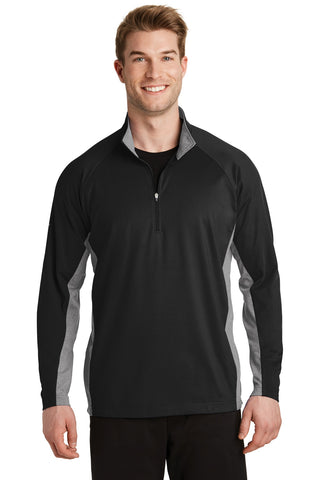 Sport-Tek Sport-Wick Stretch Contrast 1/4-Zip Pullover (Black/ Charcoal Grey Heather)