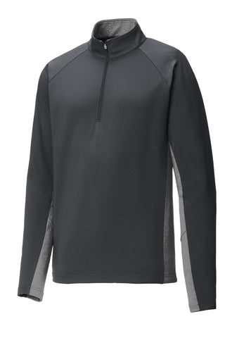 Sport-Tek Sport-Wick Stretch Contrast 1/4-Zip Pullover (Charcoal Grey/ Charcoal Grey Heather)