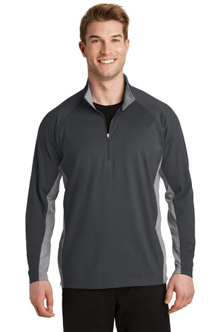 Sport-Tek Sport-Wick Stretch Contrast 1/4-Zip Pullover (Charcoal Grey/ Charcoal Grey Heather)