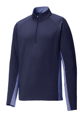 Sport-Tek Sport-Wick Stretch Contrast 1/4-Zip Pullover (True Navy/ True Navy Heather)