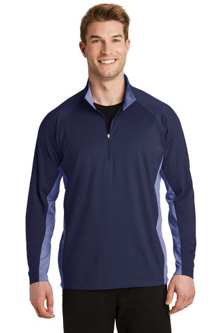 Sport-Tek Sport-Wick Stretch Contrast 1/4-Zip Pullover (True Navy/ True Navy Heather)