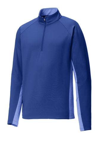 Sport-Tek Sport-Wick Stretch Contrast 1/4-Zip Pullover (True Royal/ True Royal Heather)