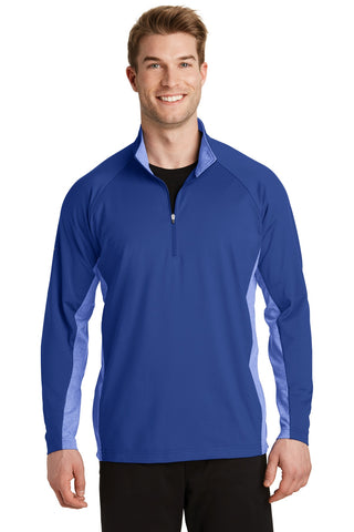 Sport-Tek Sport-Wick Stretch Contrast 1/4-Zip Pullover (True Royal/ True Royal Heather)