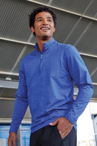 Sport-Tek Sport-Wick Stretch Reflective Heather 1/2-Zip Pullover (True Royal)