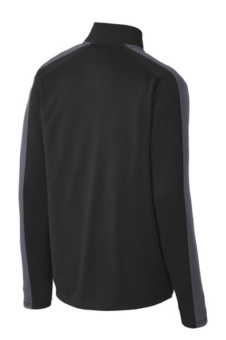 Sport-Tek Sport-Wick Textured Colorblock 1/4-Zip Pullover (Black/ Iron Grey)