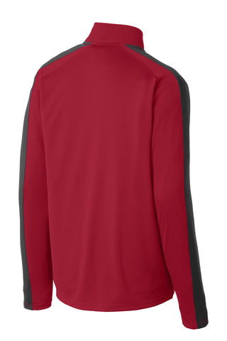 Sport-Tek Sport-Wick Textured Colorblock 1/4-Zip Pullover (Deep Red/ Black)