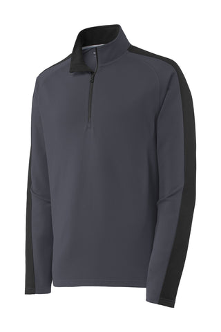 Sport-Tek Sport-Wick Textured Colorblock 1/4-Zip Pullover (Iron Grey/ Black)