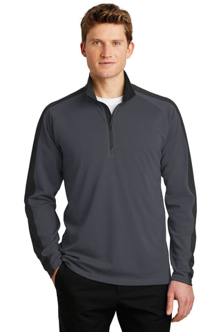 Sport-Tek Sport-Wick Textured Colorblock 1/4-Zip Pullover (Iron Grey/ Black)