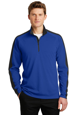 Sport-Tek Sport-Wick Textured Colorblock 1/4-Zip Pullover (True Royal/ Black)