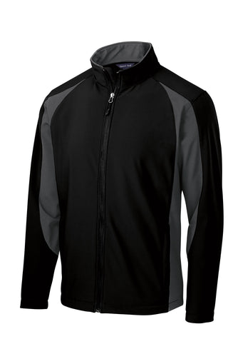 Sport-Tek Colorblock Soft Shell Jacket (Black/ Iron Grey)