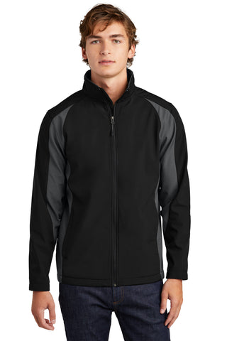 Sport-Tek Colorblock Soft Shell Jacket (Black/ Iron Grey)