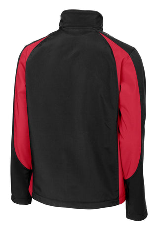 Sport-Tek Colorblock Soft Shell Jacket (Black/ True Red)