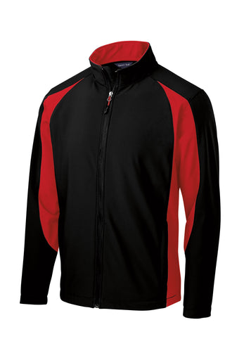 Sport-Tek Colorblock Soft Shell Jacket (Black/ True Red)