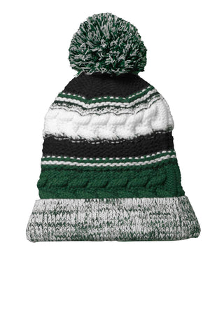 Sport-Tek Pom Pom Team Beanie (Forest Green/ Black/ White)