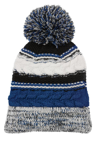 Sport-Tek Pom Pom Team Beanie (True Royal/ Black/ White)