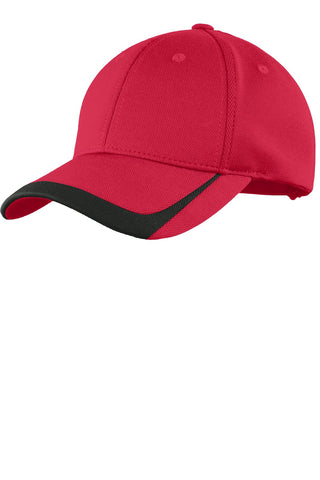 Sport-Tek Pique Colorblock Cap (True Red/ Black)