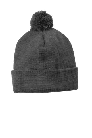 Sport-Tek Solid Pom Pom Beanie (Iron Grey)