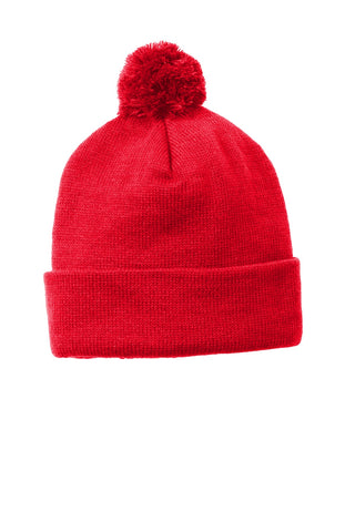 Sport-Tek Solid Pom Pom Beanie (True Red)