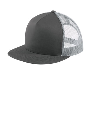 Sport-Tek Yupoong 5-Panel Classic Trucker Mesh Back Cap (Graphite/ White)