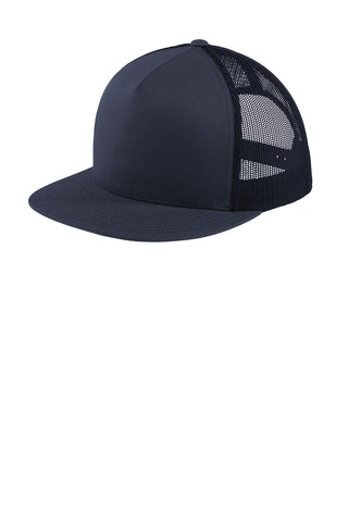 Sport-Tek Yupoong 5-Panel Classic Trucker Mesh Back Cap (True Navy/ True Navy)