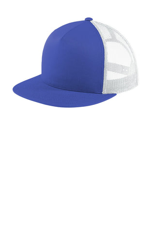 Sport-Tek Yupoong 5-Panel Classic Trucker Mesh Back Cap (True Royal/ White)