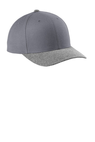 Sport-Tek Yupoong Curve Bill Snapback Cap (Graphite/ Grey Heather)