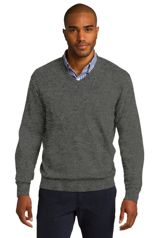 Port Authority V-Neck Sweater (Charcoal Heather)