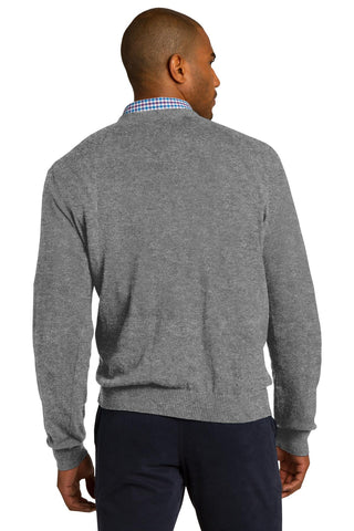 Port Authority V-Neck Sweater (Medium Heather Grey)