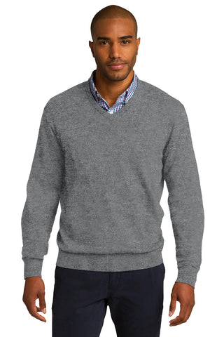 Port Authority V-Neck Sweater (Medium Heather Grey)