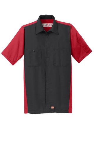 Red Kap Short Sleeve Ripstop Crew Shirt (Black/ Red)