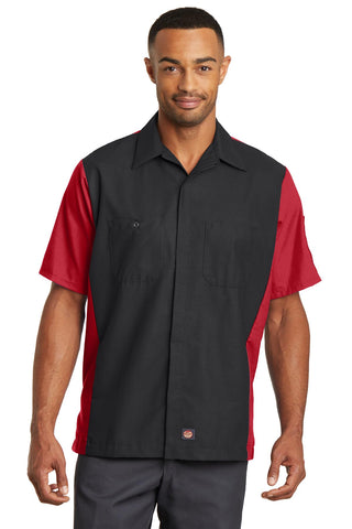 Red Kap Short Sleeve Ripstop Crew Shirt (Black/ Red)