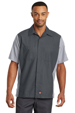 Red Kap Short Sleeve Ripstop Crew Shirt (Charcoal/ Light Grey)