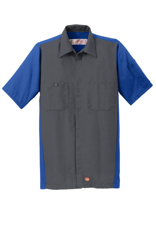 Red Kap Short Sleeve Ripstop Crew Shirt (Charcoal/ Royal)