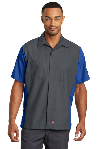 Red Kap Short Sleeve Ripstop Crew Shirt (Charcoal/ Royal)