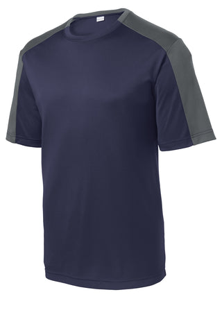 Sport-Tek PosiCharge Competitor Sleeve-Blocked Tee (True Navy/ Iron Grey)