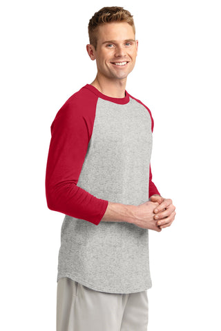 Sport-Tek Colorblock Raglan Jersey (Heather Grey/ Red)