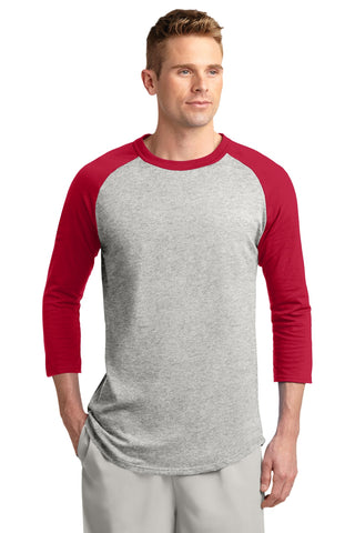 Sport-Tek Colorblock Raglan Jersey (Heather Grey/ Red)