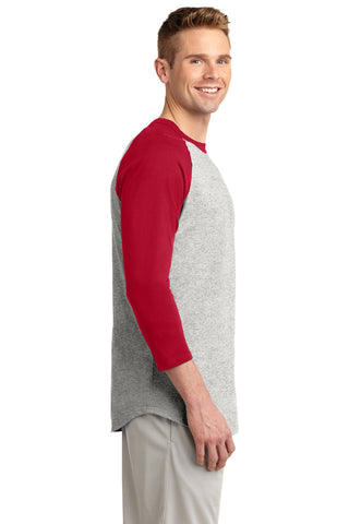 Sport-Tek Colorblock Raglan Jersey (Heather Grey/ Red)