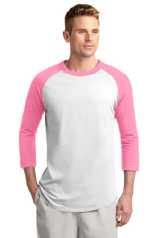 Sport-Tek Colorblock Raglan Jersey (White/ Bright Pink)