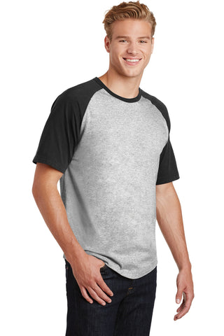 Sport-Tek Short Sleeve Colorblock Raglan Jersey (Heather Grey/ Black)