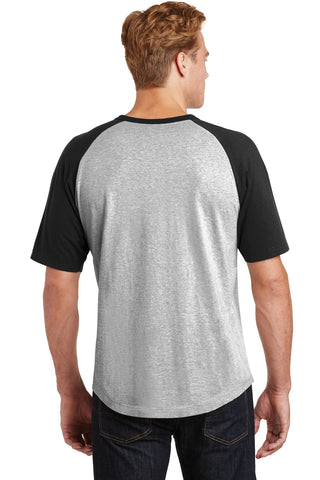 Sport-Tek Short Sleeve Colorblock Raglan Jersey (Heather Grey/ Black)