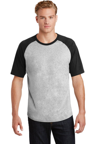 Sport-Tek Short Sleeve Colorblock Raglan Jersey (Heather Grey/ Black)