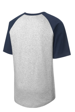 Sport-Tek Short Sleeve Colorblock Raglan Jersey (Heather Grey/ Navy)