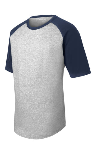 Sport-Tek Short Sleeve Colorblock Raglan Jersey (Heather Grey/ Navy)